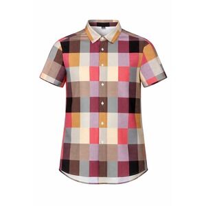 Manfinity Mens Patchwork Grid Button Down Shirt Multi Color Short Sleeve XL